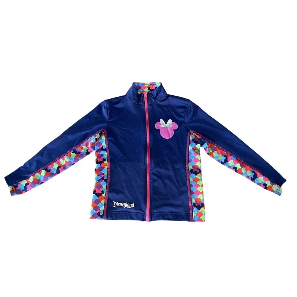 Disney Parks Girls Disneyland‎ Minnie Mouse Track Jacket Navy XS coat zip travel